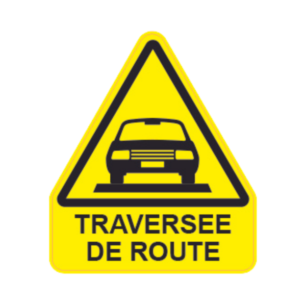 Panneau Triangle DIBOND Danger Texte "Traversée de route" TRI-DIB170-TX